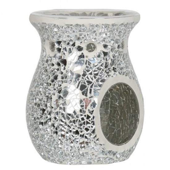 Vc606 silver lustre crackle mosaic wax melt burner woodbridge